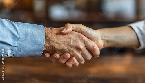 Business Handshake In Cafe.