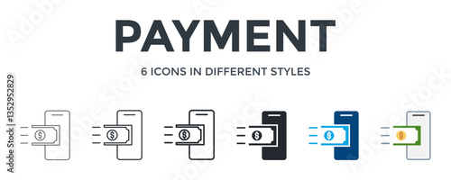 Payment  Icon In Different Style Vector Illustration. Designed In Thin Line, Regular Line, Bold Line, Glyph, Color Fill, And Flat Style Can Be Used For Web
