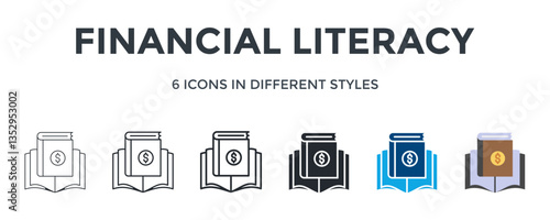 Financial Literacy  Icon In Different Style Vector Illustration. Designed In Thin Line, Regular Line, Bold Line, Glyph, Color Fill, And Flat Style Can Be Used For Web