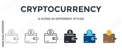 Cryptocurrency  Icon In Different Style Vector Illustration. Designed In Thin Line, Regular Line, Bold Line, Glyph, Color Fill, And Flat Style Can Be Used For Web