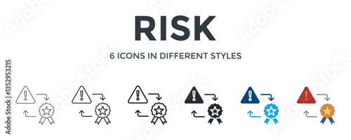 Risk  Icon In Different Style Vector Illustration. Designed In Thin Line, Regular Line, Bold Line, Glyph, Color Fill, And Flat Style Can Be Used For Web