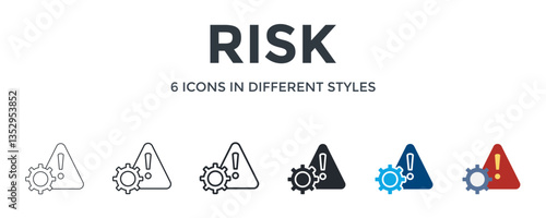 Risk  Icon In Different Style Vector Illustration. Designed In Thin Line, Regular Line, Bold Line, Glyph, Color Fill, And Flat Style Can Be Used For Web