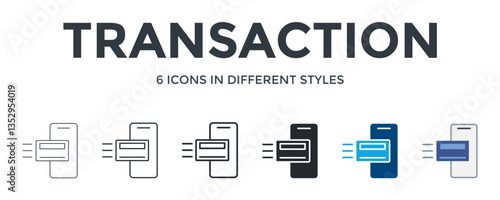 Transaction  Icon In Different Style Vector Illustration. Designed In Thin Line, Regular Line, Bold Line, Glyph, Color Fill, And Flat Style Can Be Used For Web
