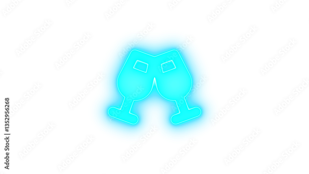 Champagne glasses icon glowing neon on transparent background Champagne glasses icon glowing neon on transparent background