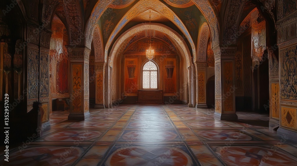 Obraz premium Ornate hall arches light window beautiful interior