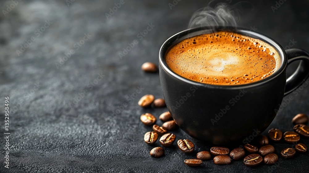 Steaming cup of coffee with beans. (1) Steaming cup of coffee with beans. (1)