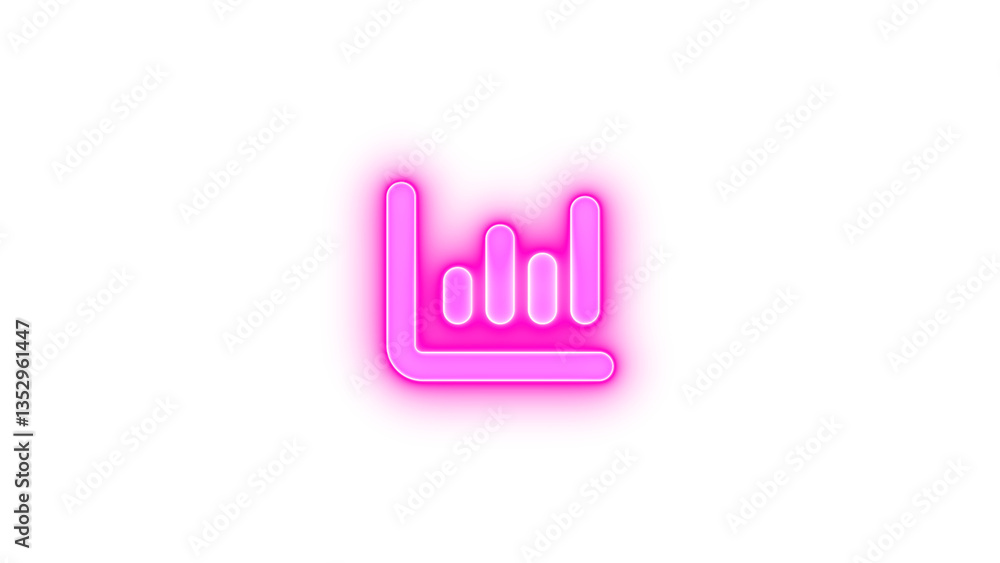 Obraz premium Chart column icon glowing neon on transparent background
