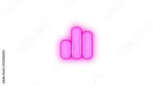 Chart simple icon pink color glowing neon on transparent background