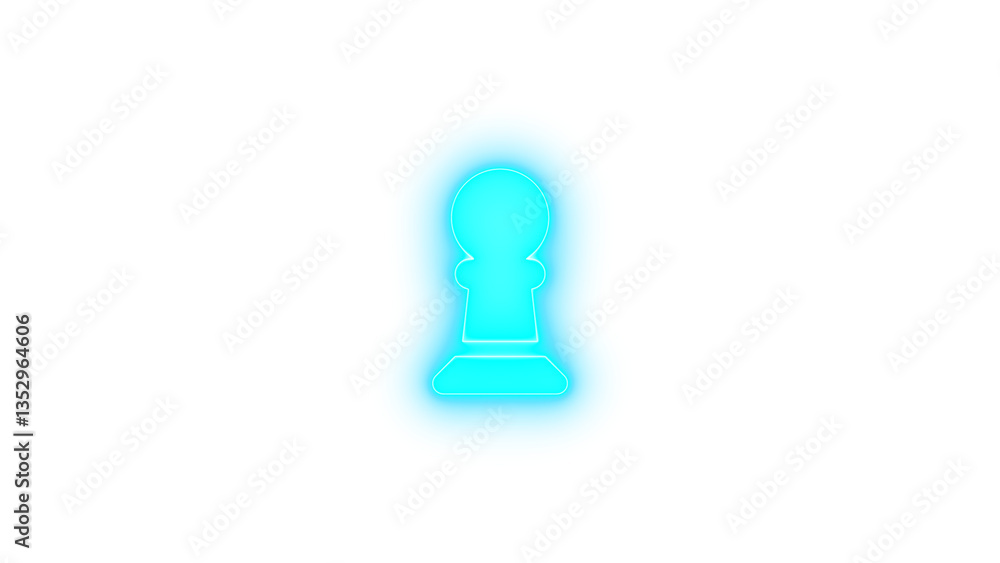 Chess pawn icon glowing neon on transparent background Chess pawn icon glowing neon on transparent background