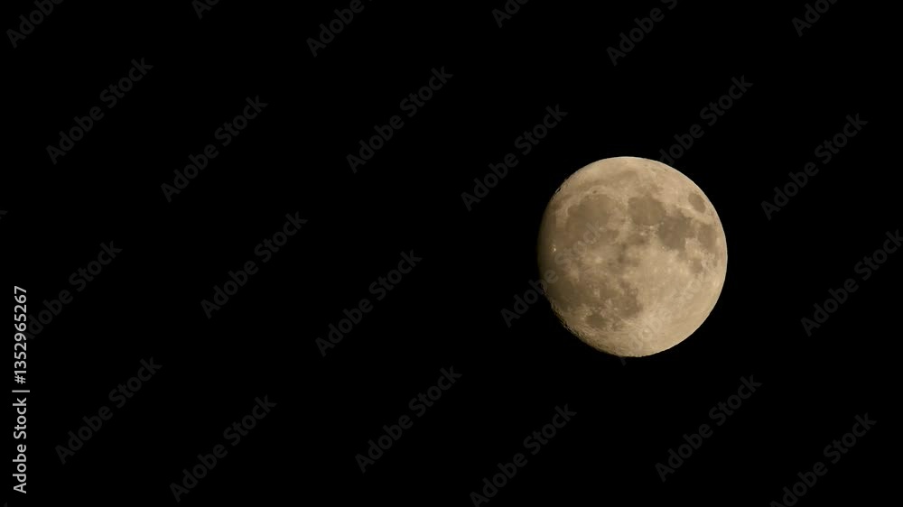 Moon shines brightly in the night sky showcasing its craters and texture during a clear evening in October Moon shines brightly in the night sky showcasing its craters and texture during a clear evening in October