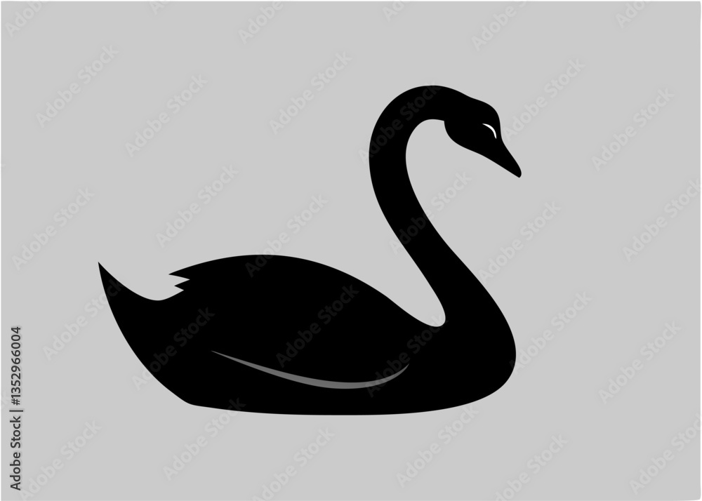 Fototapeta premium Elegant Swan Silhouette: A graceful silhouette of a black swan on a serene backdrop, capturing its iconic form and elegance.