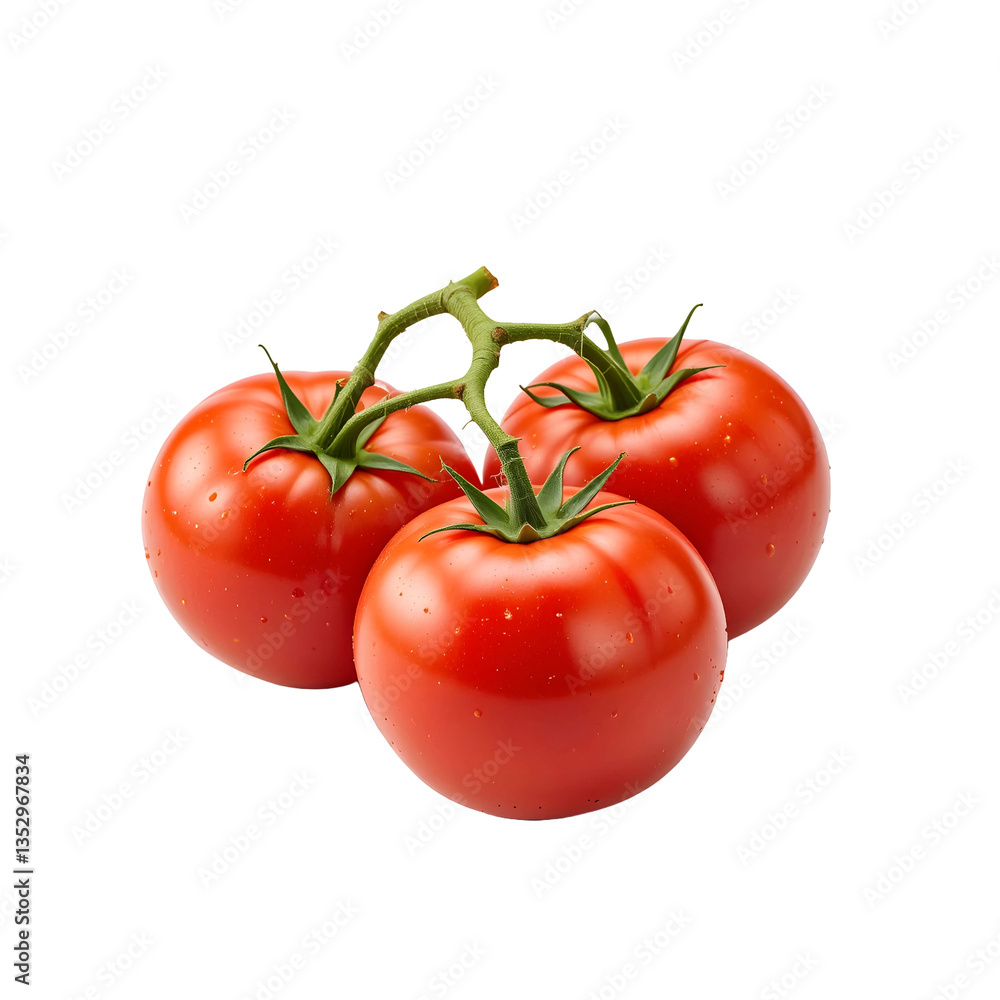 Fresh Tomatoes on the Vine, Isolated on White Background Fresh Tomatoes on the Vine, Isolated on White Background