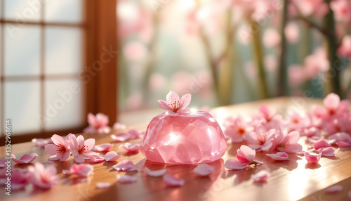 Wallpaper Mural Pink Crystal and Cherry Blossoms: A Serene Spring Scene Torontodigital.ca