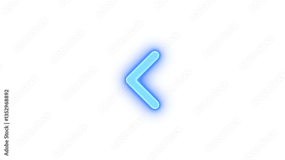 Chevron left icon glowing neon on transparent background Chevron left icon glowing neon on transparent background