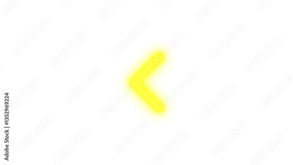 Chevron left icon glowing neon on transparent background Chevron left icon glowing neon on transparent background