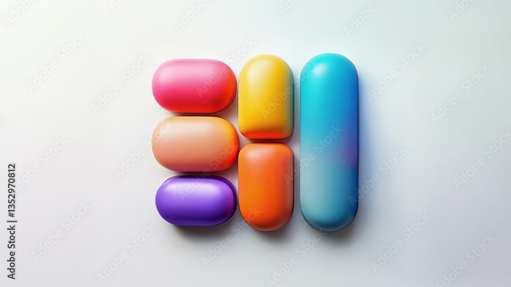 pills colored rounded simple shape letter minimal design white background concept abstract clean pills colored rounded simple shape letter minimal design white background concept abstract clean