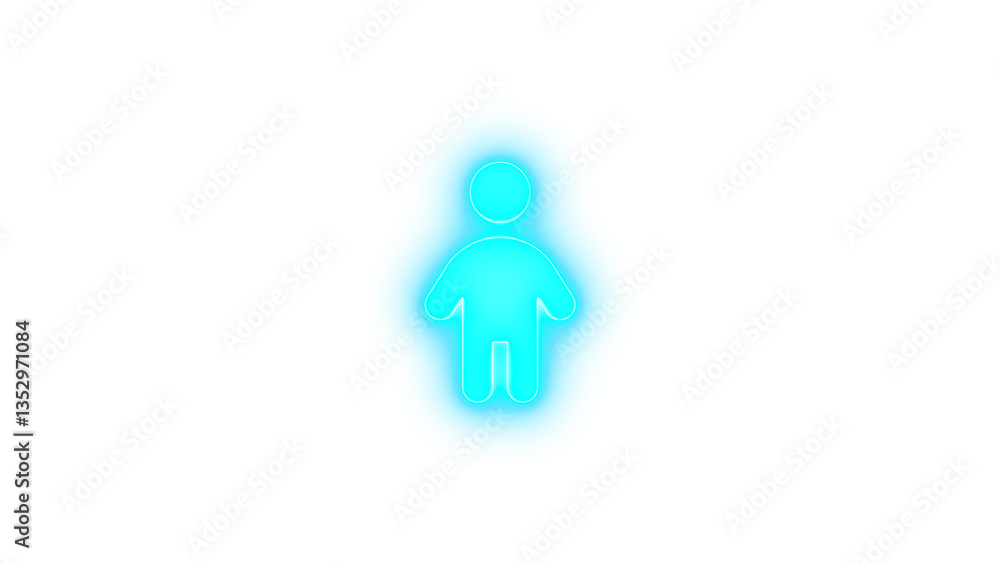 Obraz premium Child icon glowing neon transparent background