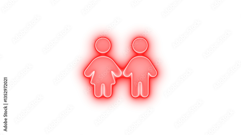 Fototapeta premium Children icon glowing neon on transparent background