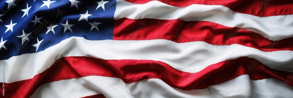Close-up of waving American flag with fabric texture Close-up of waving American flag with fabric texture
