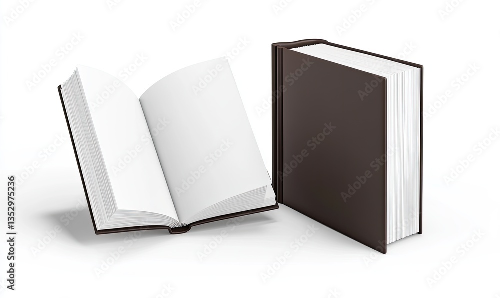 Open book mockup, dark brown cover Open book mockup, dark brown cover