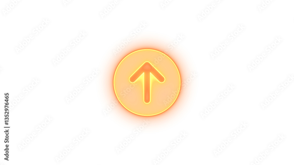 Circle arrow up icon glowing neon on transparent background Circle arrow up icon glowing neon on transparent background