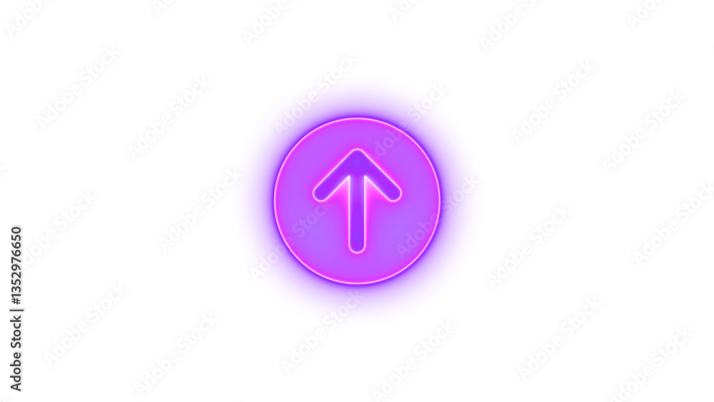 Circle arrow up icon glowing neon on transparent background Circle arrow up icon glowing neon on transparent background