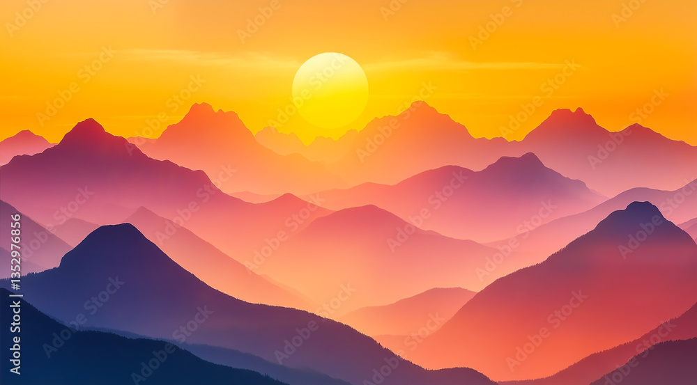 Abstract nature background with mountain range on sunrise Abstract nature background with mountain range on sunrise