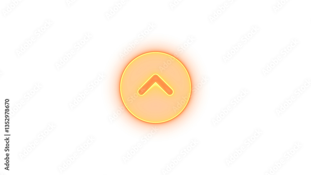 Circle chevron up icon glowing neon on transparent background Circle chevron up icon glowing neon on transparent background
