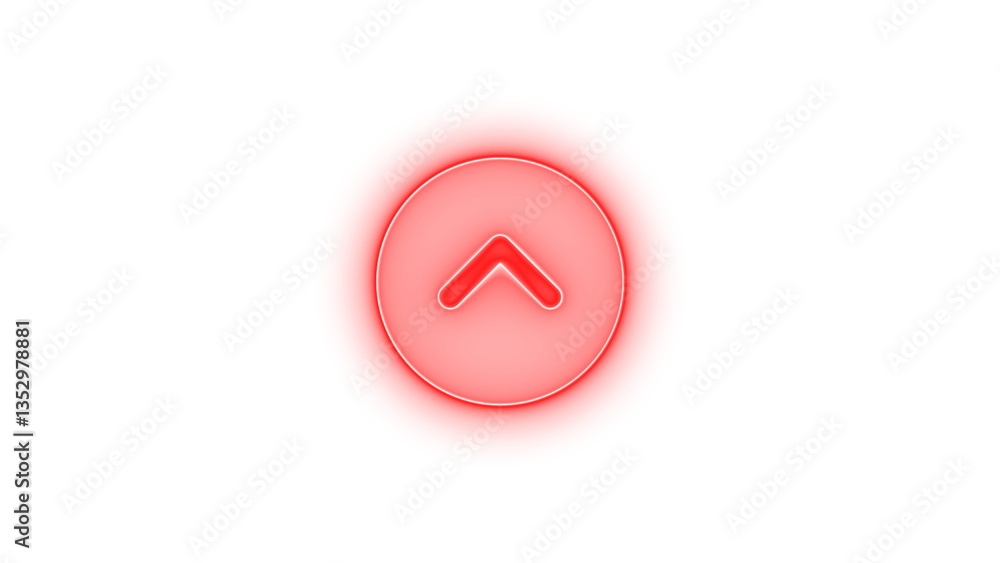 Circle chevron up icon glowing neon on transparent background Circle chevron up icon glowing neon on transparent background