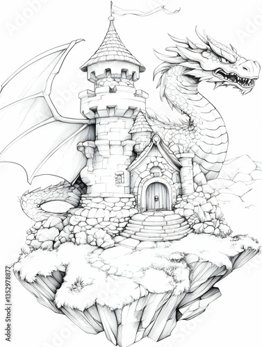 Wallpaper Mural Dragon Guarding Fantasy Castle Torontodigital.ca