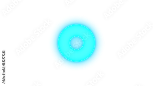 Circle dot icon glowing neon on transparent background