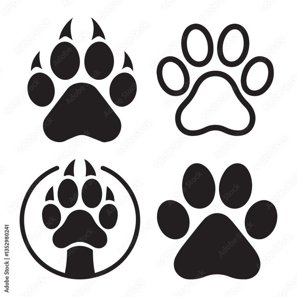 Fototapeta premium dog paw print icons