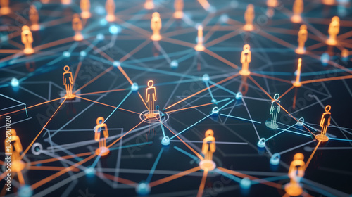 Representación digital de red de personas conectadas entre sí
