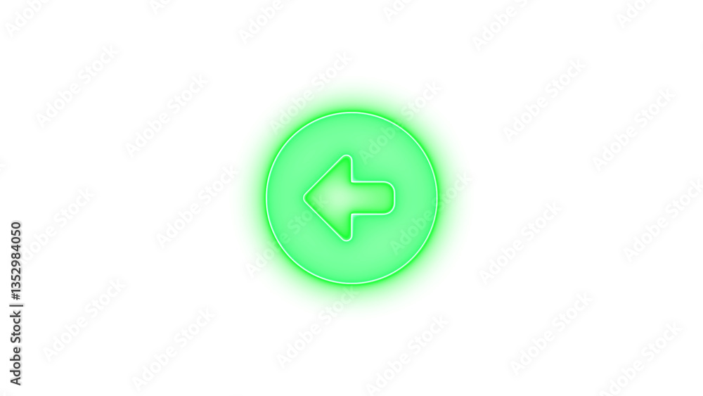 Circle left icon glowing neon on transparent background Circle left icon glowing neon on transparent background
