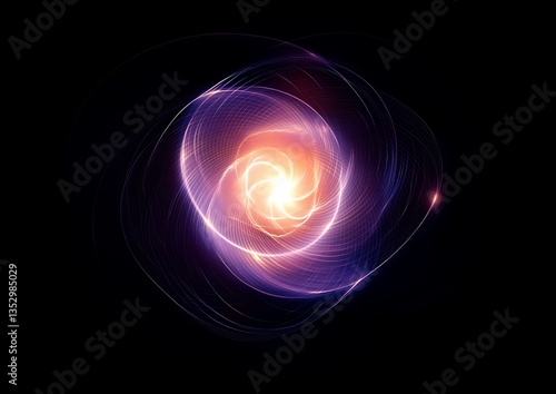 A glowing abstract spiral design with contrasting vibrant colors