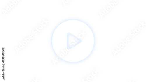 Circle play icon glowing neon on transparent background