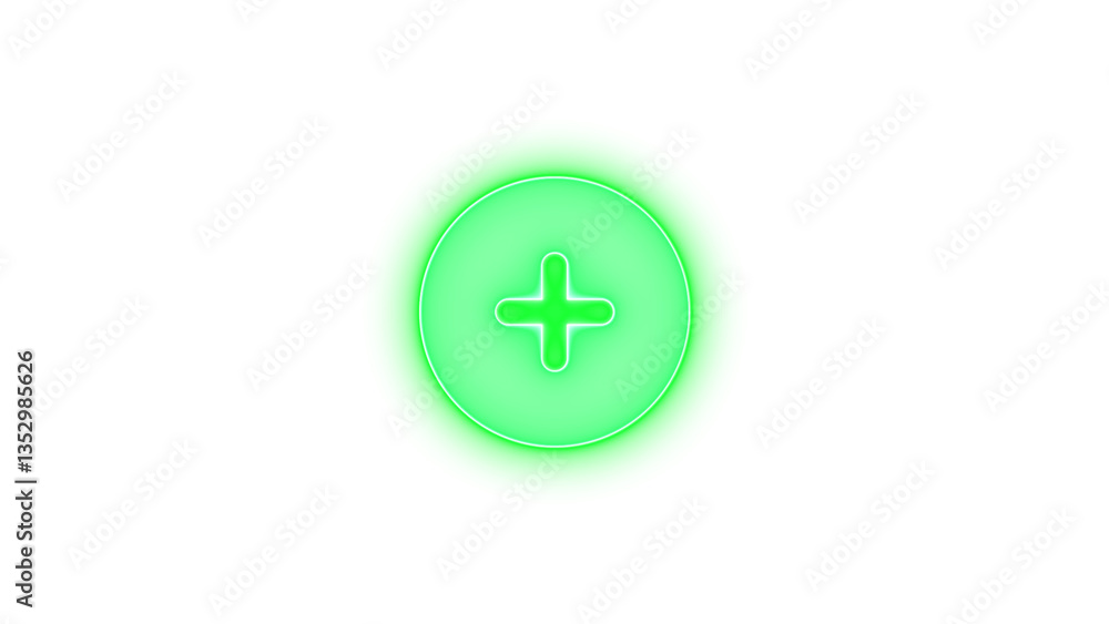 Circle plus icon glowing neon on transparent background Circle plus icon glowing neon on transparent background