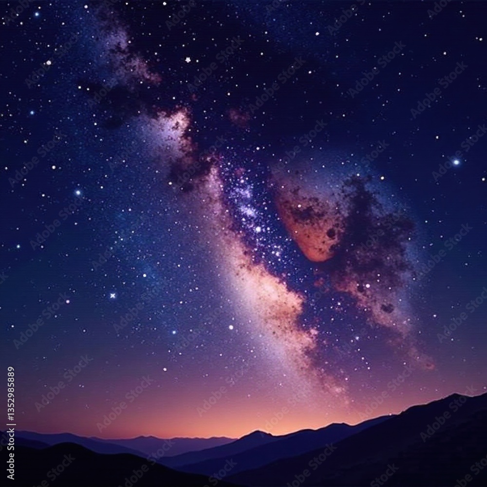 Obraz premium Celestial night sky with stars and galaxies in deep space, stars, heavenly