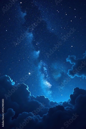 Celestial night sky with stars and galaxy in dark blue background , cosmos, celestial