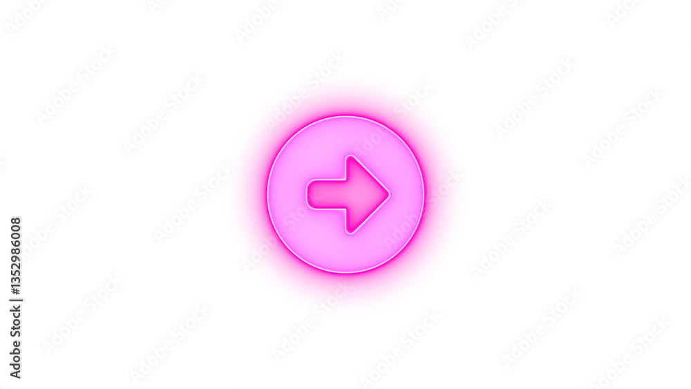 Circle right icon glowing neon on transparent background Circle right icon glowing neon on transparent background
