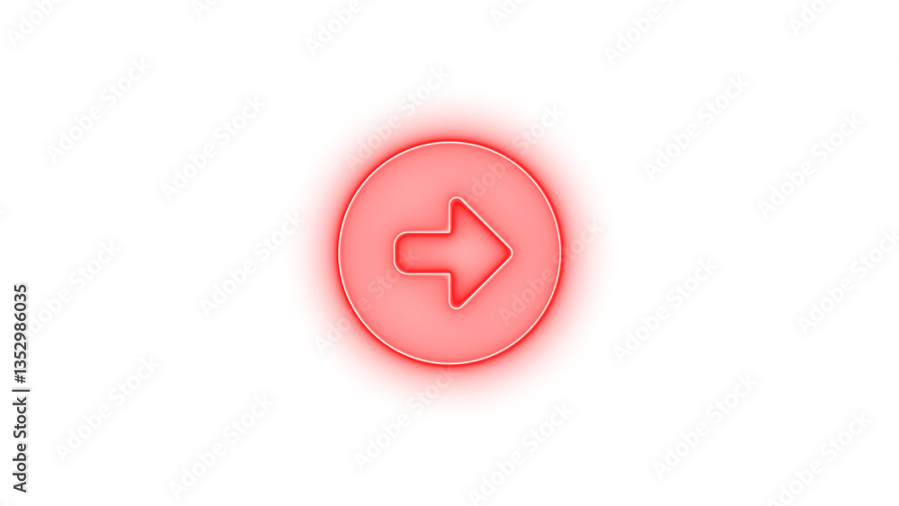 Circle right icon glowing neon on transparent background Circle right icon glowing neon on transparent background