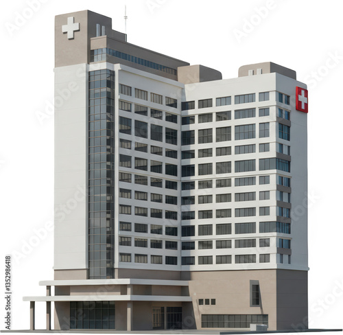 Modern Hospital Building Exterior Daytime Shot Architectural Design and Healthcare Facility