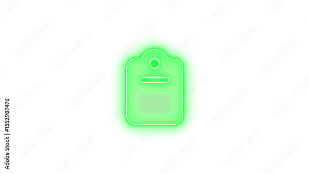 Clipboard icon green color glowing neon on black background Clipboard icon green color glowing neon on black background