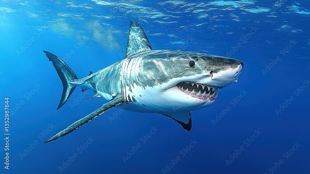 Fototapeta premium Majestic Great White Shark Underwater