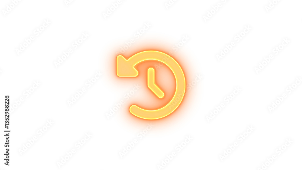 Clock rotate left icon brown color glowing neon on transparent background Clock rotate left icon brown color glowing neon on transparent background