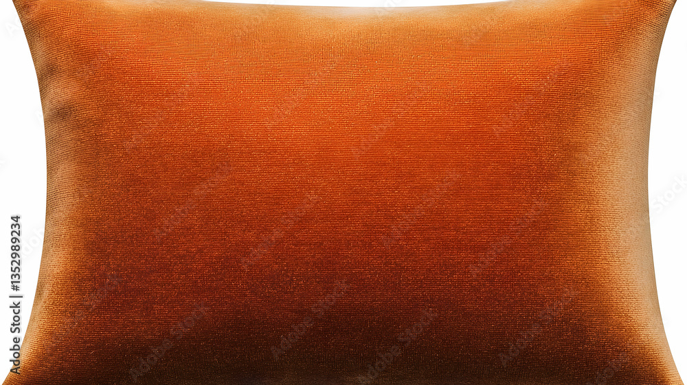 Fototapeta premium Orange velvet cushion, home decor, soft texture, isolated on white background, for interior design websites