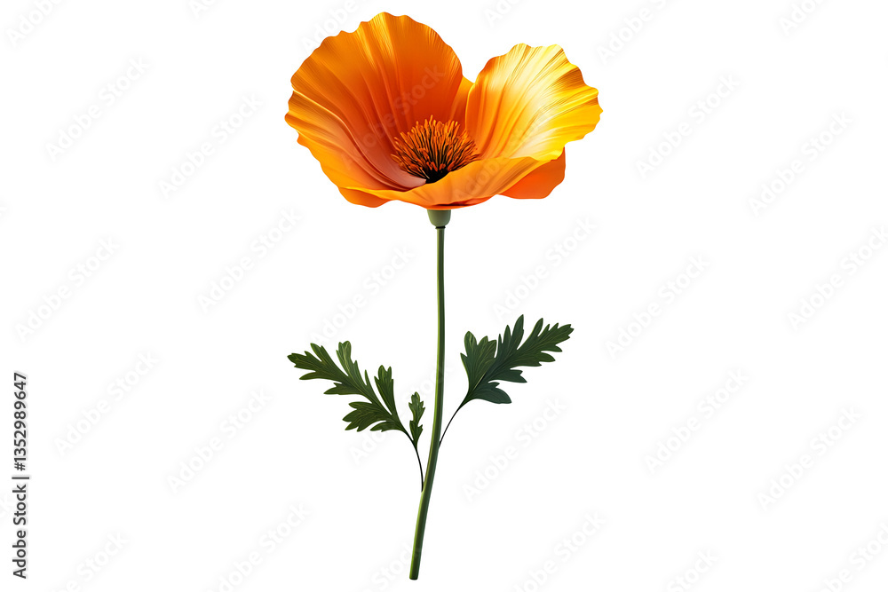 Naklejka premium 3D illustration of a California Poppy flower isolated on transparent background
