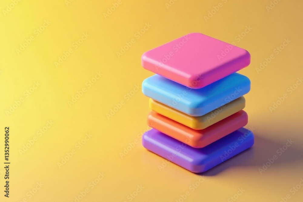 Colorful gradient app icons stacked on a flat background with subtle animations , software, digital, tech Colorful gradient app icons stacked on a flat background with subtle animations , software, digital, tech