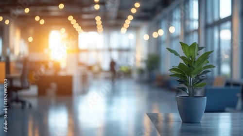 Wallpaper Mural Serene Office Plant: Modern Workspace with a Touch of Nature Torontodigital.ca