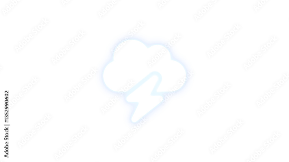 Cloud bolt icon white color glowing neon on transparent background Cloud bolt icon white color glowing neon on transparent background